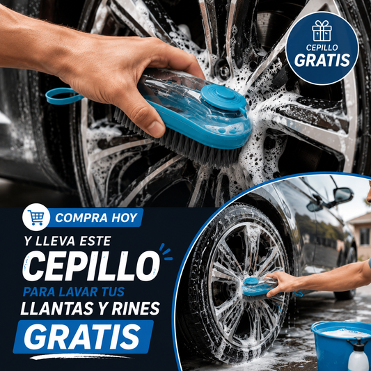 Cepillo Con Dispensador De Jabón para Rines y Llantas.
