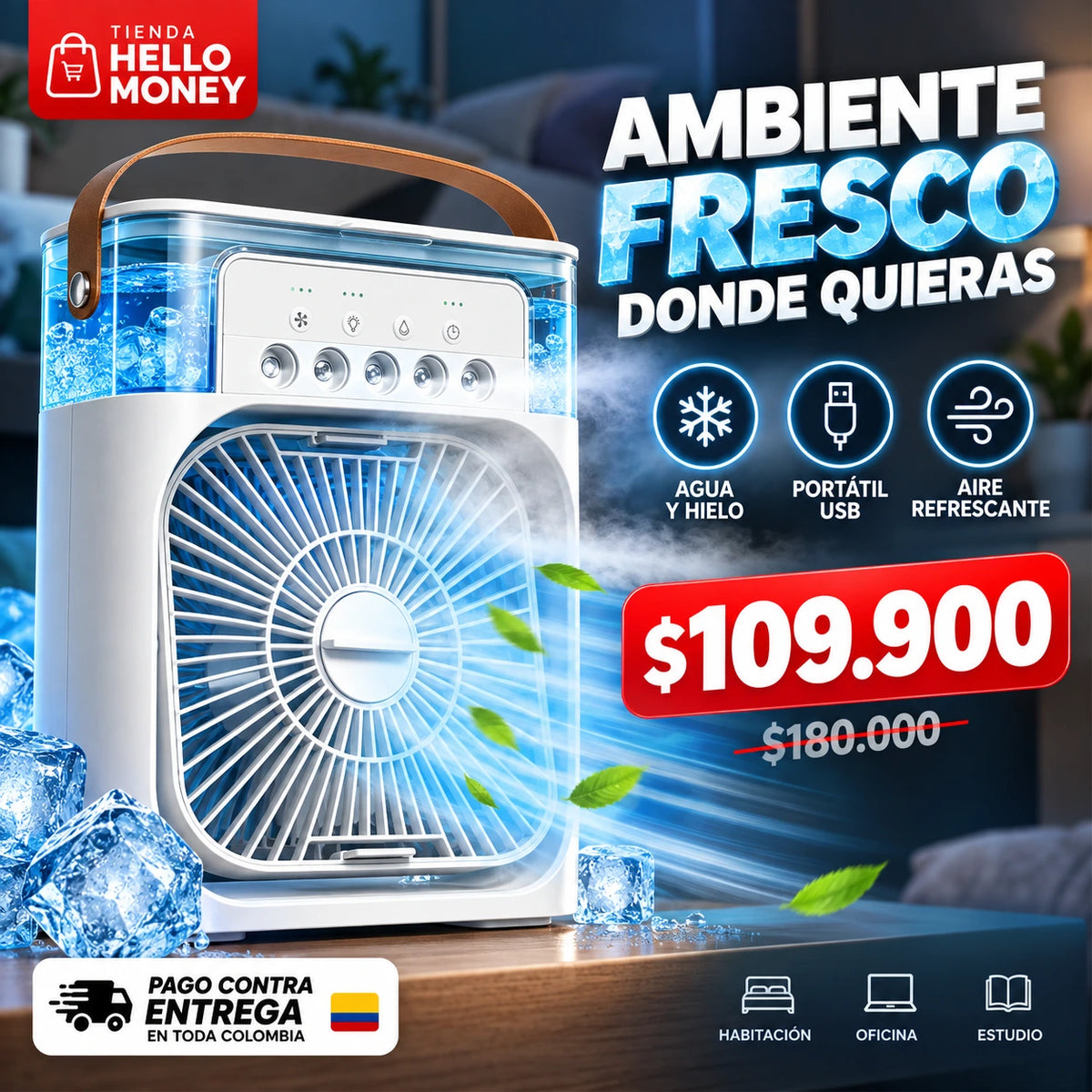 FROST AIR PRO™ – VENTILADOR ENFRIADOR HUMIDIFICADOR LED