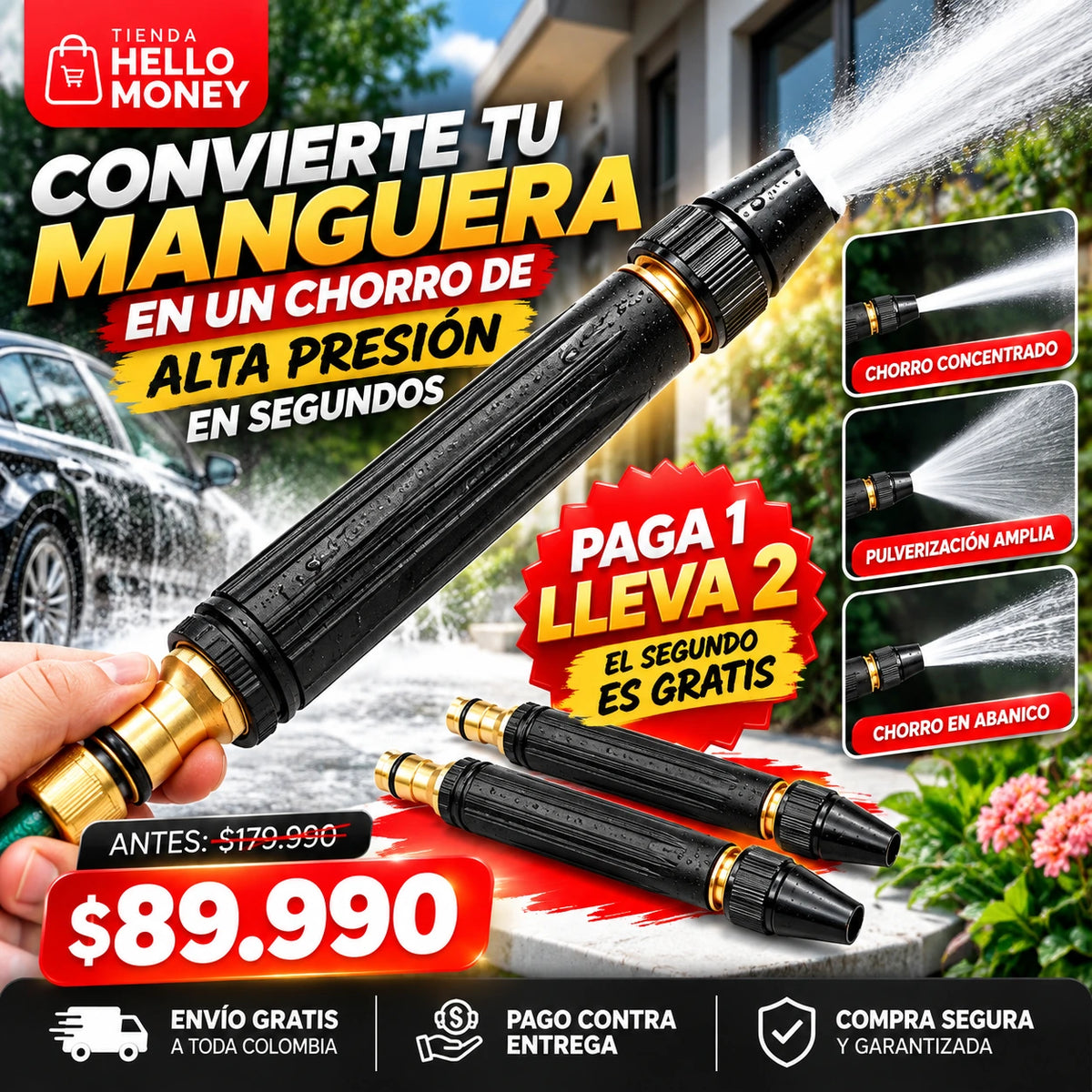 TurboJet Pro™ Paga 1, lleva 2 Unds | Boquilla de Alta Presión 2 en 1