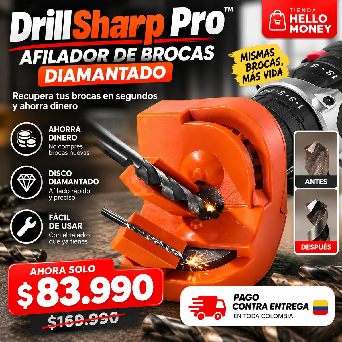 DrillSharp Pro™ Afilador diamantado para brocas